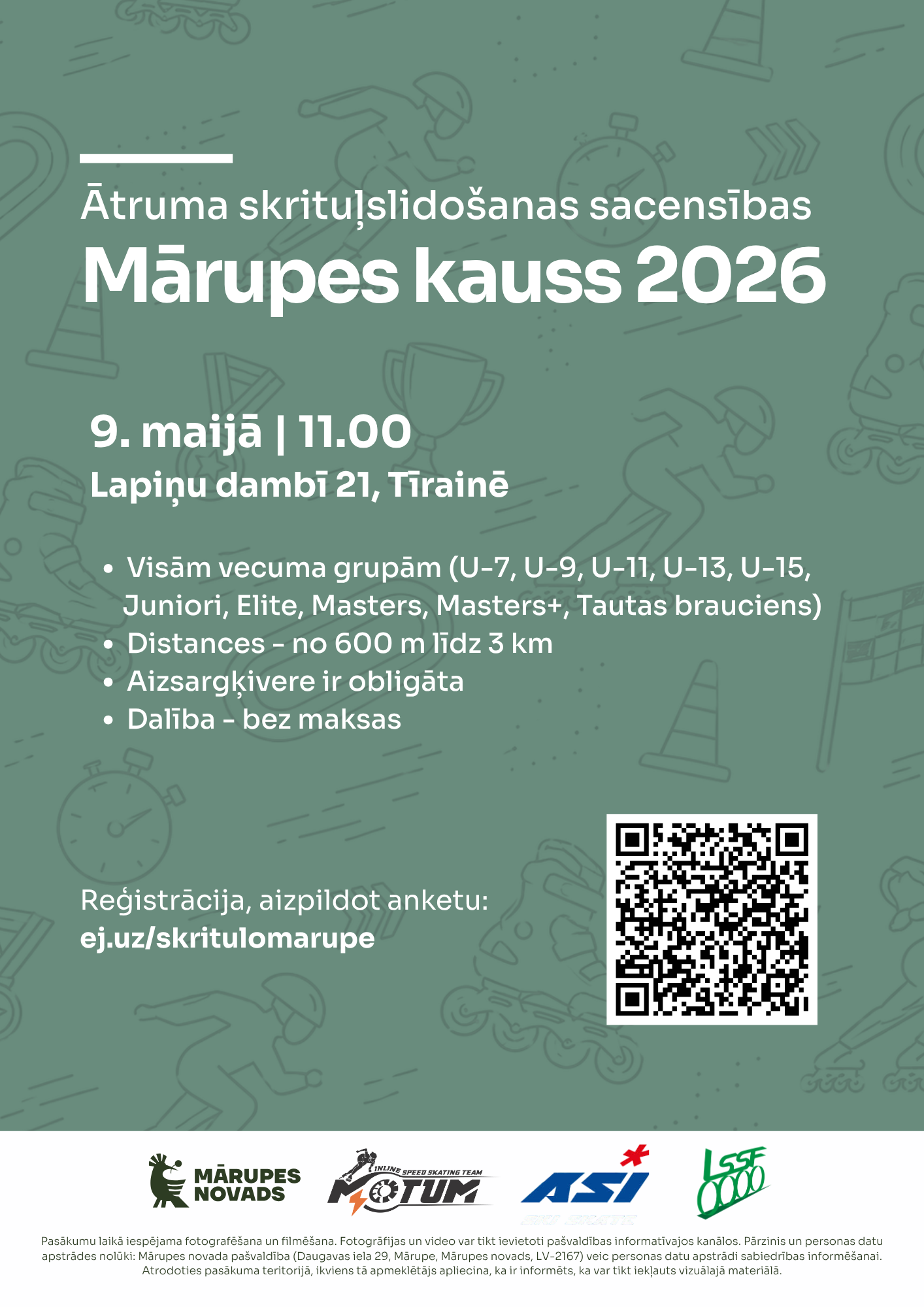 Zaļa afiša ar krāsainiem elementiem