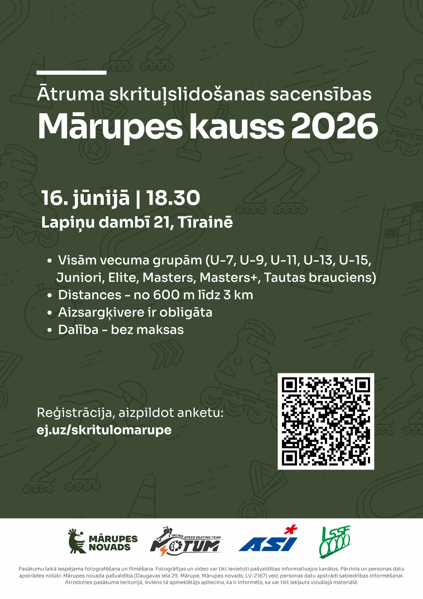 Zaļa afiša ar krāsainiem elementiem