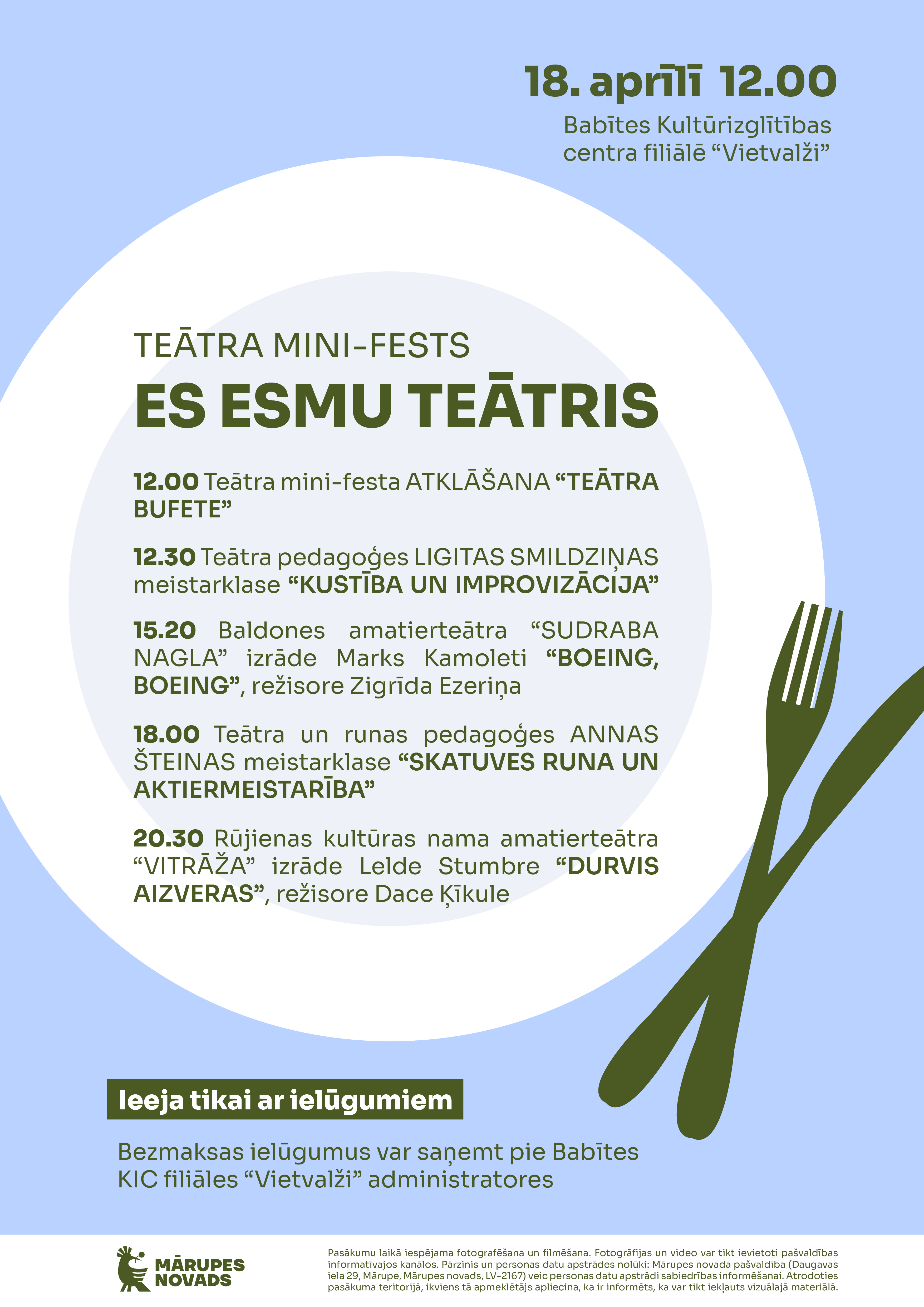 uz gaiši zila fona, teātra min-festa programma