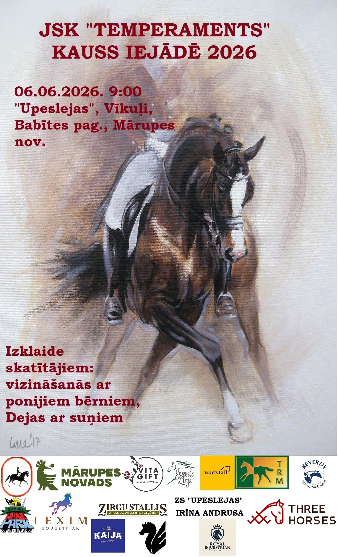 Afiša ar zirgu un tekstiem