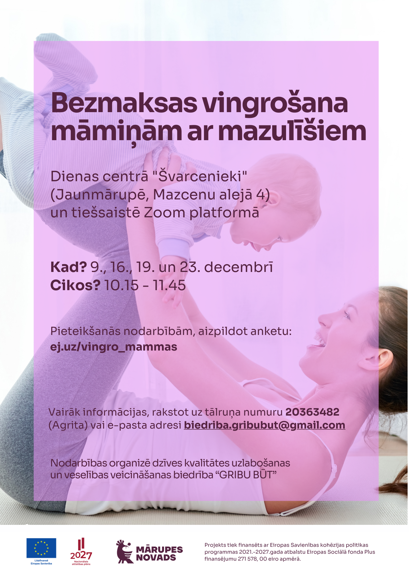 Afiša ar aprakstu par nodarbībām