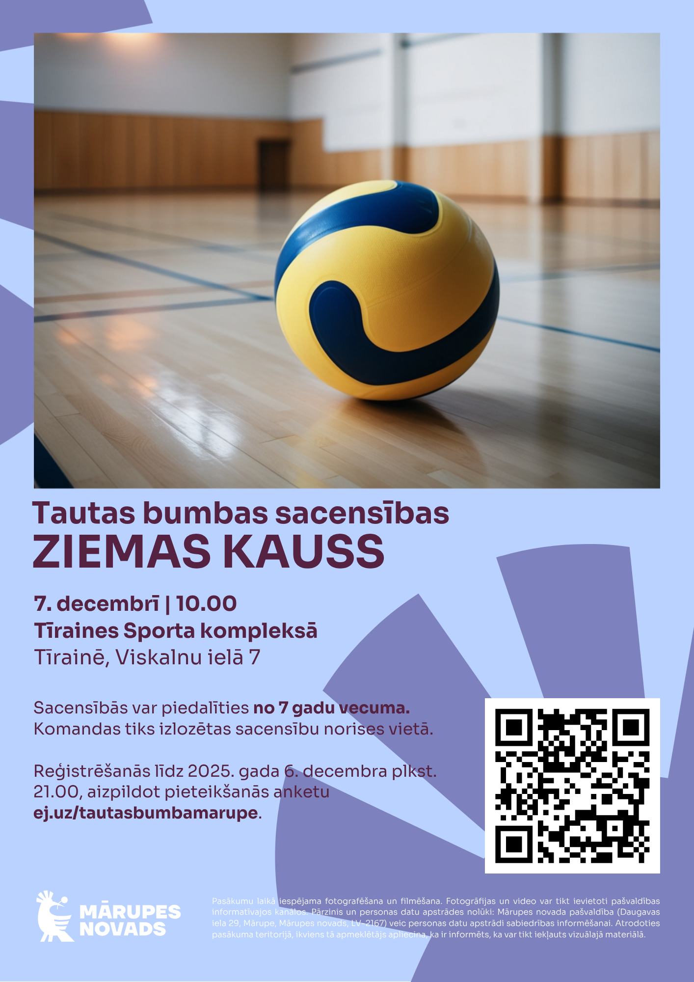 Violeta afiša ar krāsainiem elementiem