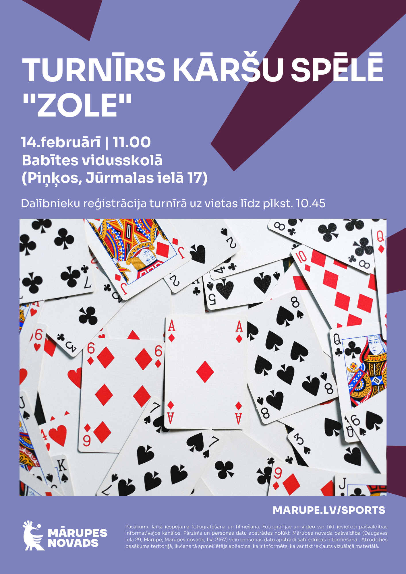 Violeta afiša ar krāsainiem elementiem