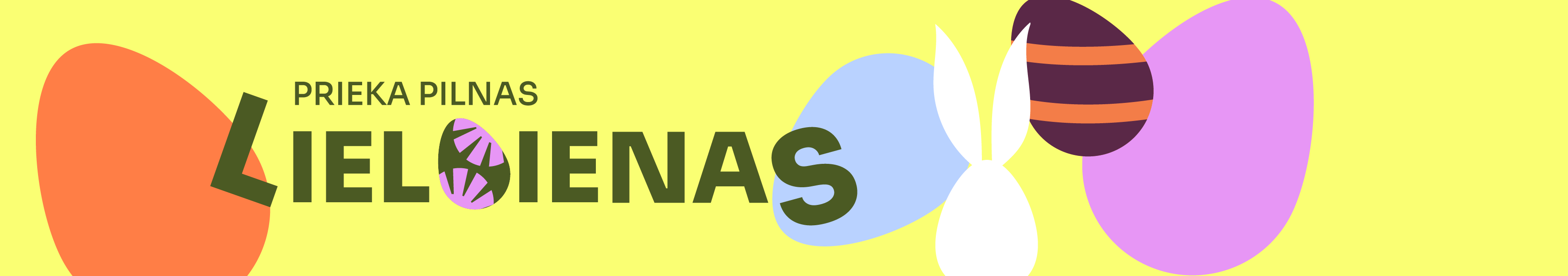 uz dzeltena fona, krāsainas olas un info par Lieldienām
