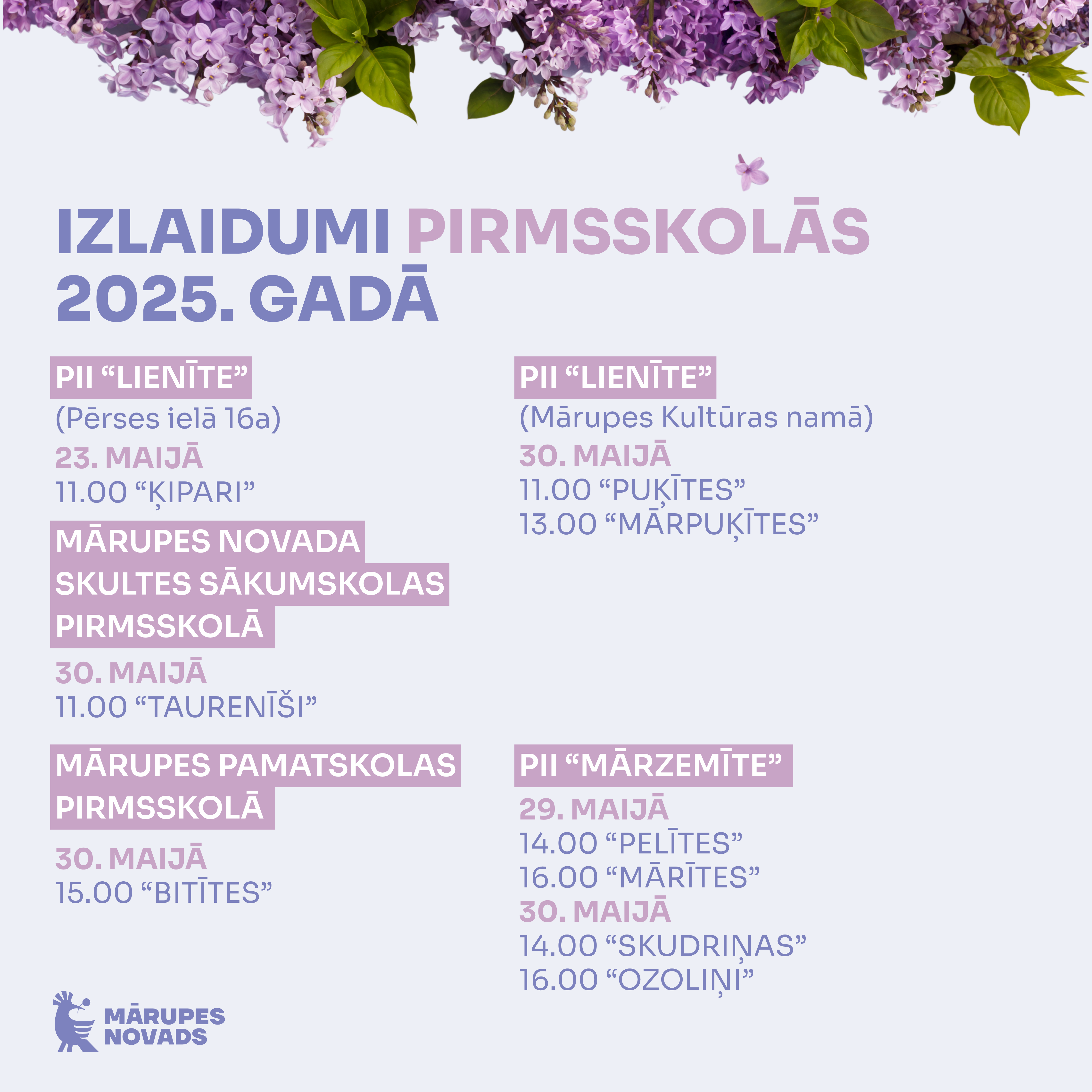 Izlaidumu grafiks 2025 pirmsskolās