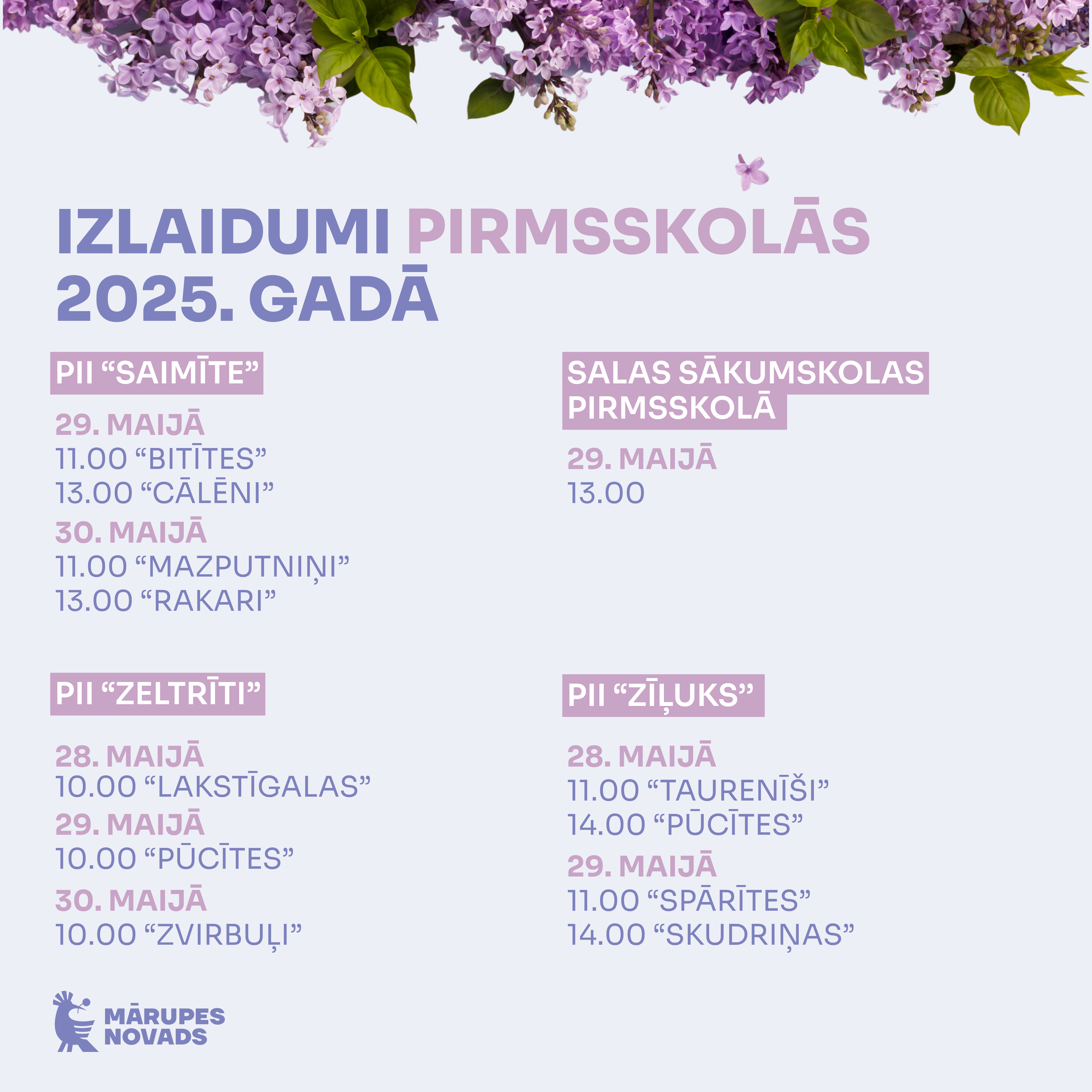 Pirmsskolu izlaidumu grafiks