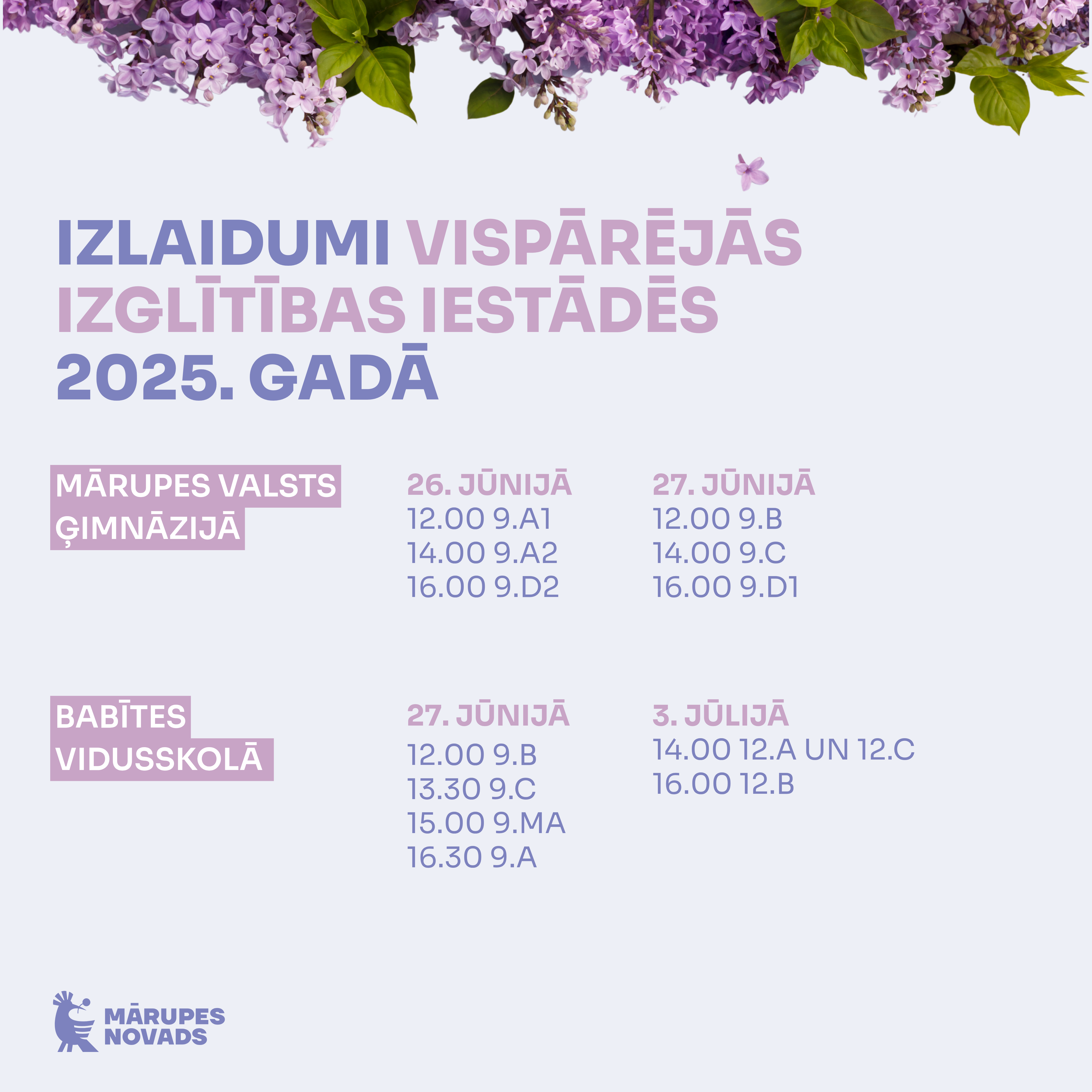 Izlaidumi skolās 2025. gadā