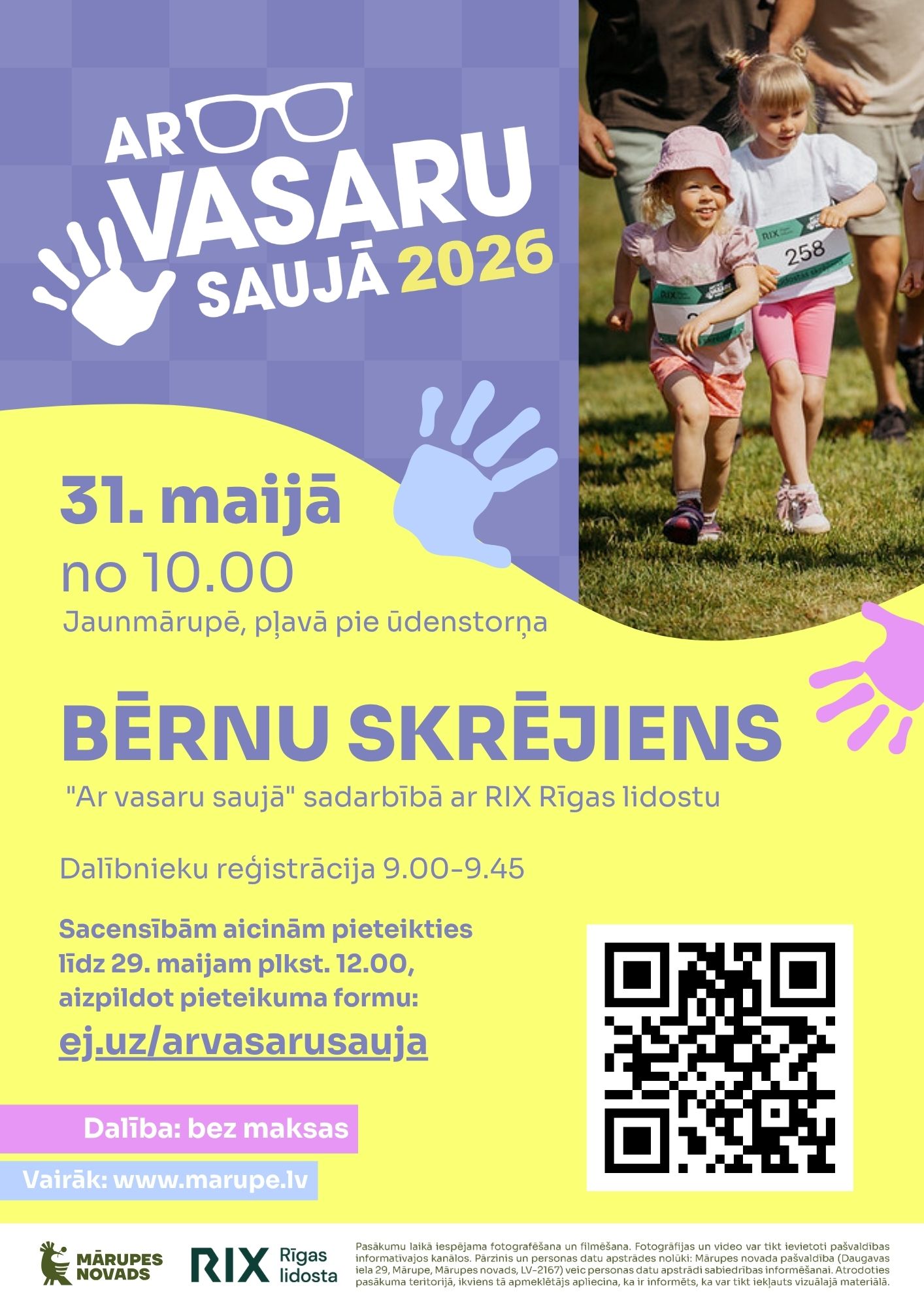 bērnu skrējiens ar vasaru saujā