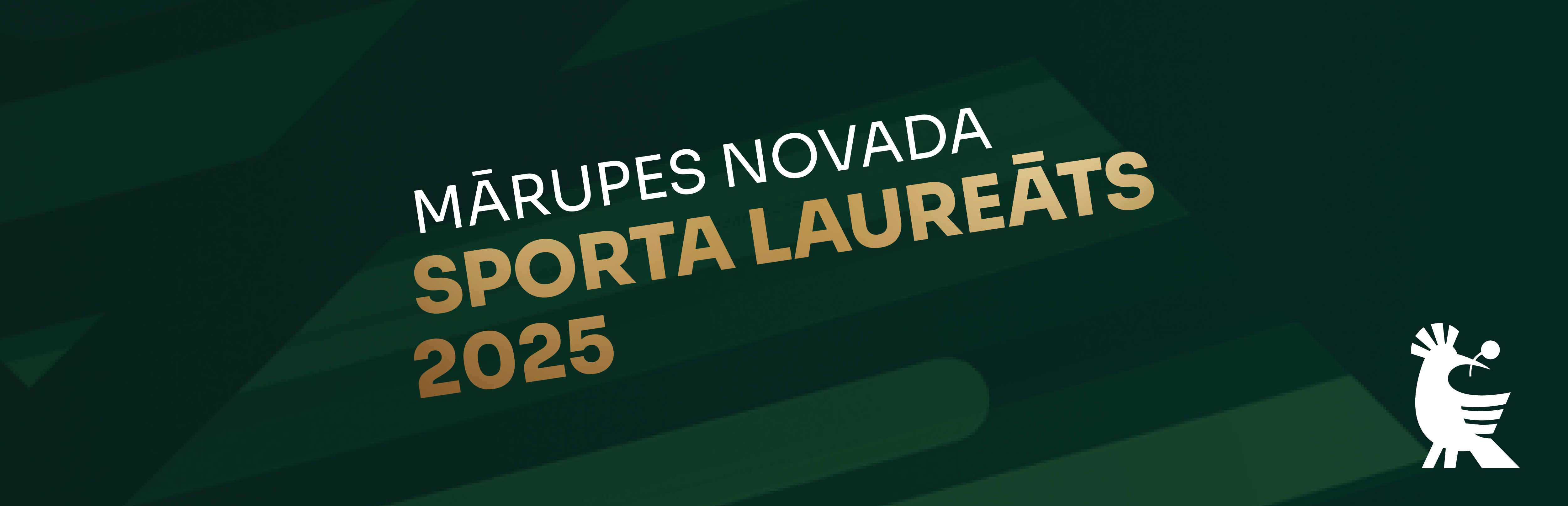 Zaļa afiša ar baltiem un dzelteniem burtiem un elementiem