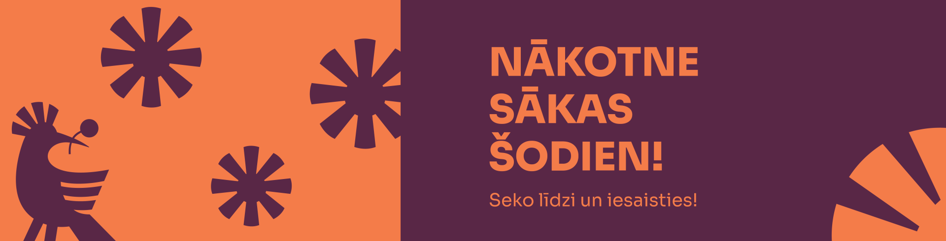 Koši oranžs fons ar tumši violetu grafiku