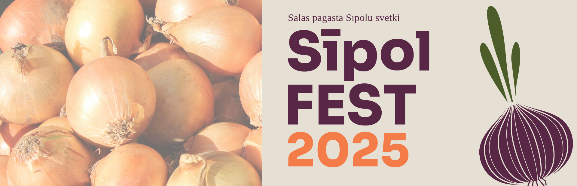 Sīpolu foto un gaišs fons ar krāsainu teksta un sīpolelementa grafiku