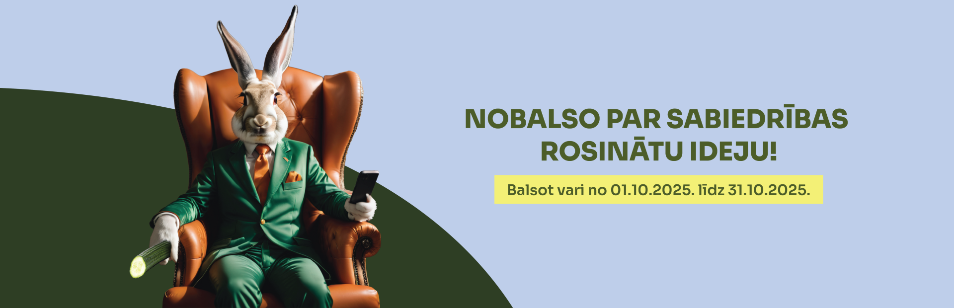 Zils fons ar zaļu grafiku un zaķi 