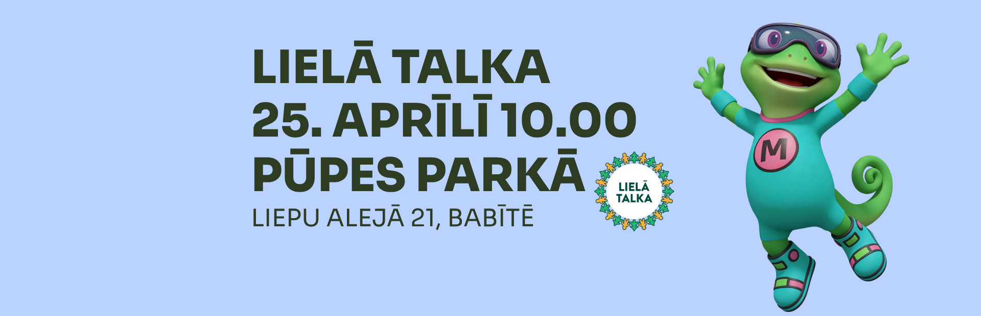 Gaiši zils fons ar krāsainu tekstu un grafiku