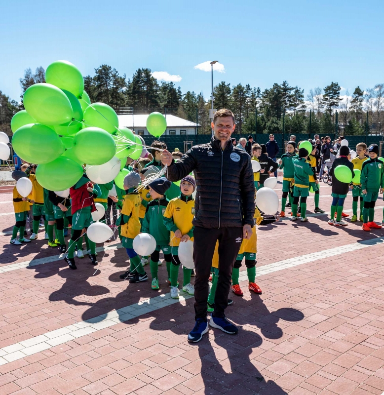 Jaunmārupes pamatskolas stadiona atklāšana, foto: L.Līvzinieks 21.04.2018.