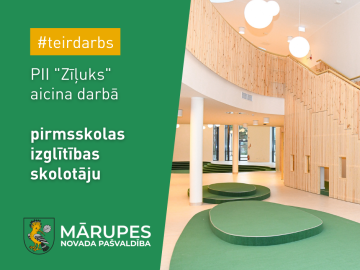 PII "Zīļuks" aicina darbā pirmsskolas izglītības skolotāju