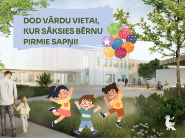 Vizuālis ar jaunu bērnudārzu un priecīgi bērni 