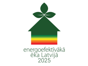 balts vizuālis ar uzrakstu Energoefektīvākā ēka Latvijā 2025
