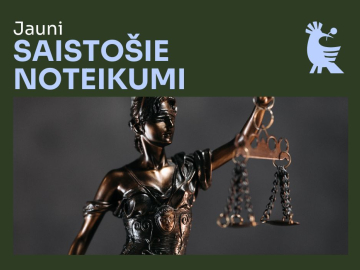 Tumši zaļš fons ar tekstu Jauni saistošie noteikumi