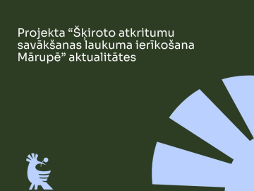 Tumši zaļš fons ar projekta nosaukumu