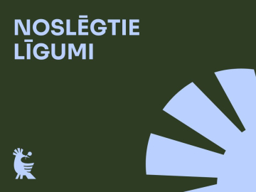 Tumši zaļš fons ar tekstu Noslēgtie līgumi