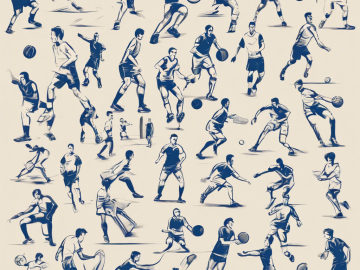 Gaišs fons ar sportistu siluetiem zilā krāsā