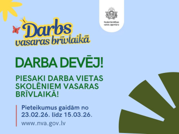 gaiši zils fons ar tekstuālu informāciju darba devējiem par jauniešu nodarbinātību