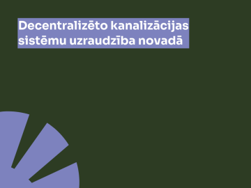 Tumši zaļš fons ar violetu grafiku un tekstu