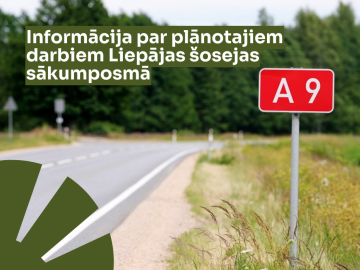 Šosejas posma foto un virsū teksta grafika un elementi