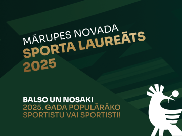 Zaļš vizuālis ar baltiem un zelta burtiem