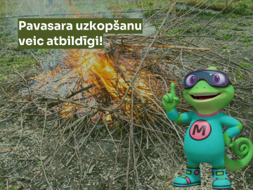 Zaru kaudze brīvā dabā un virsū teksta un elementu grafika