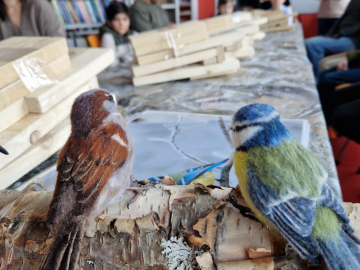 raibs fons ar būrīšu un putnu elementiem