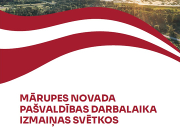 Latvijas karogs un tekstuāla informācija par svētku pasākumiem