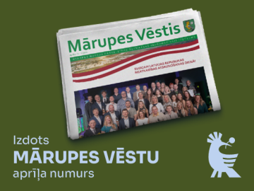 Tumši zaļs fons ar "Mārupes Vēstis" vāku un tekstu, ka ir izdots aprīļa numurs