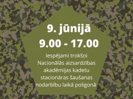 9. jūnijā iespējami trokšņi Nacionālās aizsardzības akadēmijas kadetu nodarbību laikā