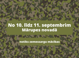 No 10. līdz 11. septembrim Mārupes novadā notiks zemessargu mācības 