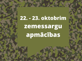 No 22. līdz 23. oktobrim Mārupes novada teritorijā notiks zemessargu apmācības