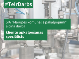 SIA "Mārupes komunālie pakalpojumi" aicina darbā klientu apkalpošanas speciālistu