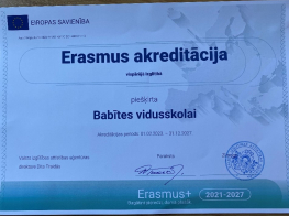 Babītes vidusskola ir ieguvusi Erasmus+ akreditāciju skolu sektorā