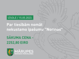 Atkārtota izsole par tiesībām nomāt nekustamo īpašumu "Noriņas"