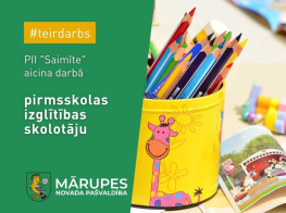 PII "Saimīte" aicina darbā pirmsskolas izglītības skolotāju