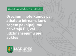 Stājušies spēkā grozījumi kārtībā, kādā piešķir un izmaksā pašvaldības atbalstu bērnam, kurš saņem pakalpojumu privātajā pirmsskolas izglītības iestādē, vai līdzfinansējumu pie privātā bērnu uzraudzības pakalpojuma sniedzēja