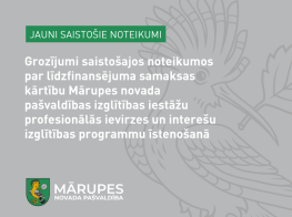 Grozījumi saistošajos noteikumos par līdzfinansējuma samaksas kārtību izglītības iestāžu profesionālās ievirzes un interešu izglītības programmu īstenošanā