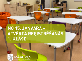 15. janvārī sāksies reģistrācija bērnu uzņemšanai 1. klasē