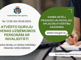 Zaļi balta informatīva grafika par nodarbinātības aģentūras pasākumiem