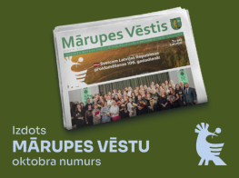 Tumši zaļš fons ar oktobra izdevuma vāka fragmentu un uzrakstu "Izdots Mārupes Vēstu oktobra numurs"