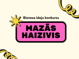 Gaišs fons ar koši rozā elementu un virsū tekstu par konkursu jauniešiem