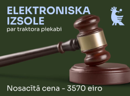 zaļš fons ar uzrakstu par traktora piekabes elektronisku izsoli