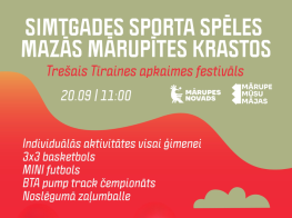 Sarkani zaļš fons ar teksta grafiku par pasākumu