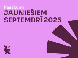 Koši rozā fons ar tumši sarkanu tekstu un grafisko elementu 