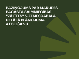 Tumši zaļš fons ar gaiši zaļu zīmējumu par Mārupes pagasta saimniecības “Zālītes” 3. zemesgabala detālā plānojuma atcelšanu 